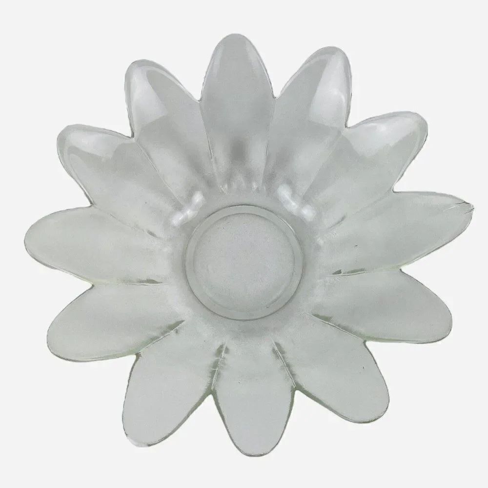 Vintage 9.5" Clear Glass Lotus Flower Shaped Bowl Original Box Trinket Nut Dish